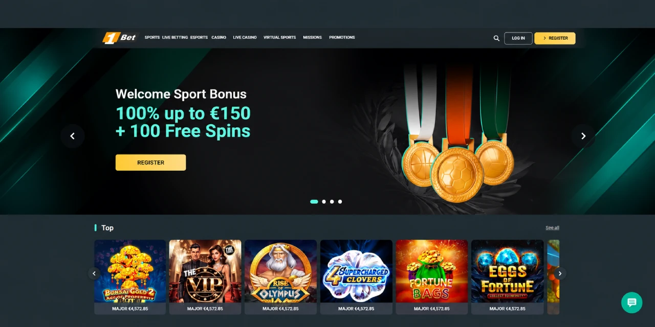1Bet Casino velkomstbonus og spilleautomater